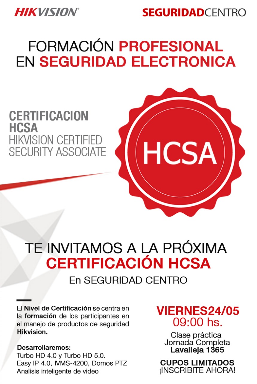Te invitamos al PRIMER NIVEL DE CERTIFICACIÓN de Hikvision HCSA